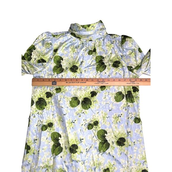 Tuckernuck Hydrangea Blooms Faven Dress Sz Medium Satin High Neck *Missing Belt - Picture 5 of 11